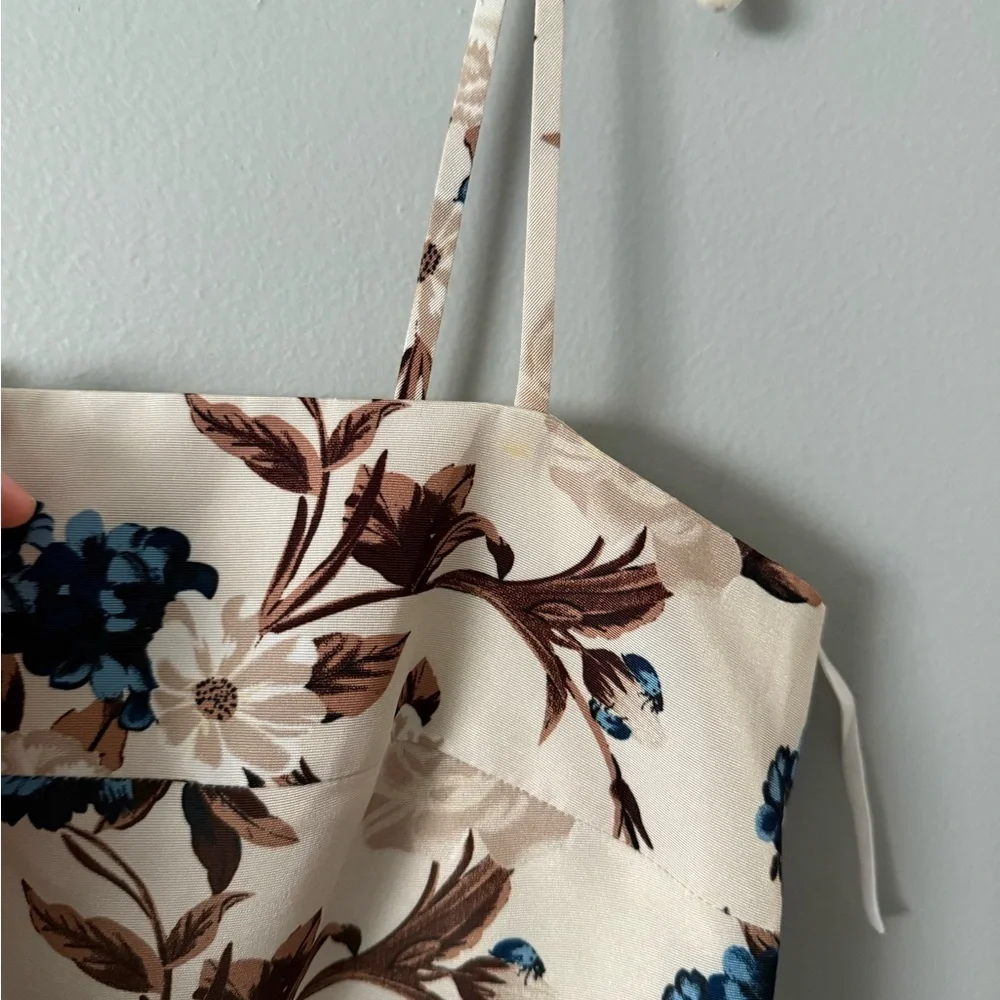 TORY BURCH FLORAL PRINT OTTOMAN MIDI DRESS - Picture 5 of 5